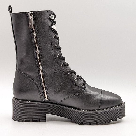 Michael Kors Women Bryce Platform Black Leather Lace Combat Boots US 9.5 M NEW - Picture 4 of 10